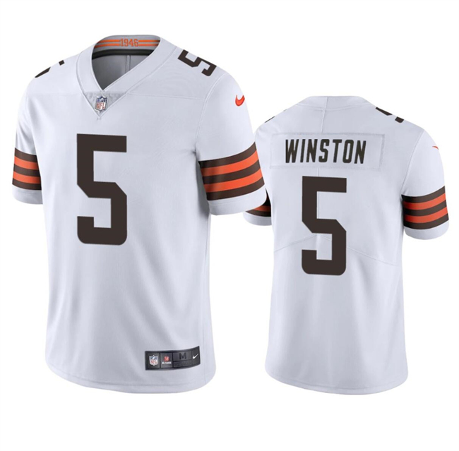Men's Cleveland Browns #5 Jameis Winston White Vapor Limited Stitched Football Jersey